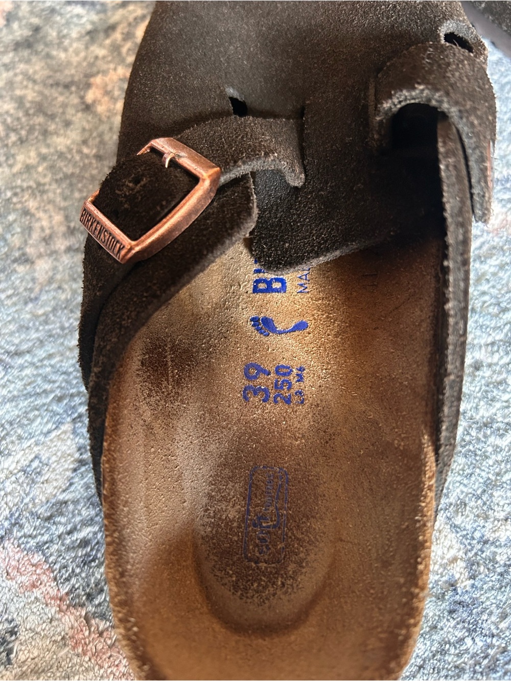 Birkenstock Brown Suede Boston Clogs with Buckle - Picture 8 of 9